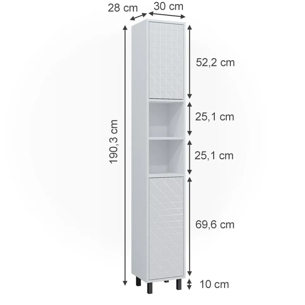 Badschrank Agasta Weiß 30 x 190.3 cm Vicco
