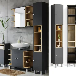 Badschrank Aquis Anthrazit 30 x 190 cm Vicco