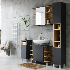 Badschrank Aquis Anthrazit 30 x 190 cm Vicco