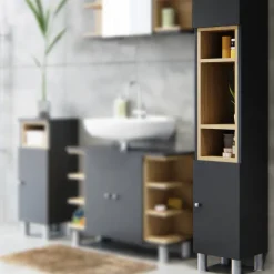 Badschrank Aquis Anthrazit 30 x 190 cm Vicco