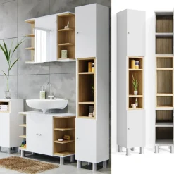 Badschrank Aquis Weiß 30 x 190 cm Vicco