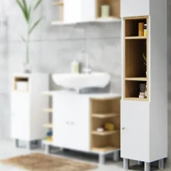 Badschrank Aquis Weiß 30 x 190 cm Vicco