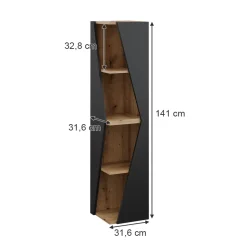 Badschrank Benno Anthrazit 31.6 x 70.5 cm mit 3 Ablagen Vicco