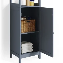 Badschrank Bianco Grau 40 x 160 cm Vicco