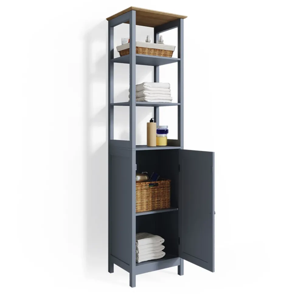 Badschrank Bianco Grau 40 x 160 cm Vicco