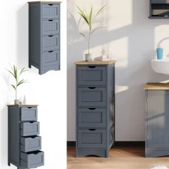 Badschrank Bianco Grau 30 x 81 cm Vicco