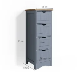 Badschrank Bianco Grau 30 x 81 cm Vicco