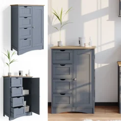 Badschrank Bianco Grau 55 x 81 cm Vicco