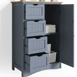 Badschrank Bianco Grau 55 x 81 cm Vicco