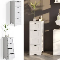 Badschrank Bianco Weiß 30 x 81 cm Vicco