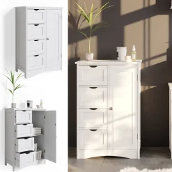 Badschrank Bianco Weiß 55 x 81 cm Vicco