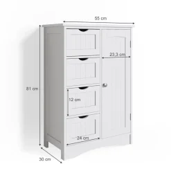 Badschrank Bianco Weiß 55 x 81 cm Vicco