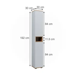 Badschrank Didi Weiß/Artisan 30 x 192 cm mit 2 Türen Vicco
