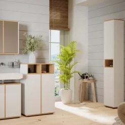 Badschrank Didi Weiß/Artisan 30 x 192 cm mit 2 Türen Vicco