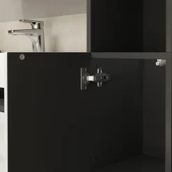 Badschrank Edge Schwarz 30 x 189.5 cm mit 2 Türen und 3 Fächer Vicco