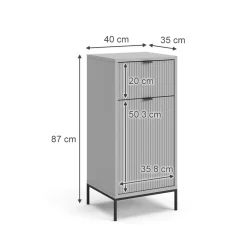 Badschrank Eliza Grau 40 x 87 cm mit Tür und Schublade Vicco