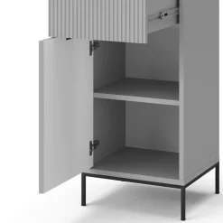 Badschrank Eliza Grau 40 x 87 cm mit Tür und Schublade Vicco