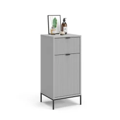 Badschrank Eliza Grau 40 x 87 cm mit Tür und Schublade Vicco