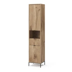 Badschrank Eliza Viking Oak 40 x 190 cm mit Tür und Schublade Vicco