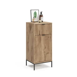 Badschrank Eliza Viking Oak 40 x 87 cm mit Tür und Schublade Vicco