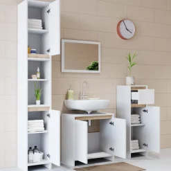 Badschrank Emma Weiß/Sonoma 30 x 190 cm Vicco