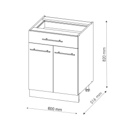 Badschrank Fame-Line Anthrazit 60 x 82 cm mit Schublade, ohne Arbeitsplatte Vicco