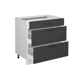 Badschrank Fame-Line Anthrazit 80 x 82 cm mit 3 Schubladen, ohne Arbeitsplatte Vicco