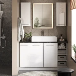 Badschrank Fame-Line Anthrazit Hochglanz 50 x 82 cm ohne Arbeitsplatte Vicco