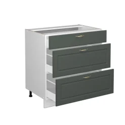 Badschrank Fame-Line Grün-Gold Landhaus 80 x 82 cm mit 3 Schubladen, ohne Arbeitsplatte Vicco