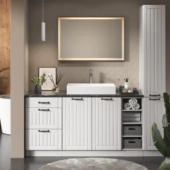 Badschrank Fame-Line Grün-Gold Landhaus 80 x 82 cm mit 3 Schubladen, ohne Arbeitsplatte Vicco