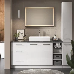 Badschrank Fame-Line Weiß Hochglanz 30 x 206.8 cm Vicco