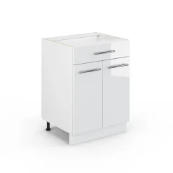 Badschrank Fame-Line Weiß Hochglanz 60 x 82 cm mit Schublade, ohne Arbeitsplatte Vicco