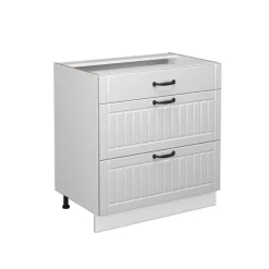 Badschrank Fame-Line Weiß Landhaus 80 x 82 cm mit 3 Schubladen, ohne Arbeitsplatte Vicco