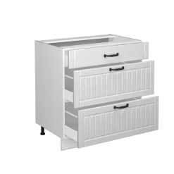 Badschrank Fame-Line Weiß Landhaus 80 x 82 cm mit 3 Schubladen, ohne Arbeitsplatte Vicco