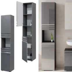 Badschrank Fredd Anthrazit Hochglanz 36.4 x 190.5 cm Vicco