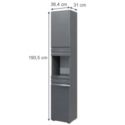 Badschrank Fredd Anthrazit Hochglanz 36.4 x 190.5 cm Vicco