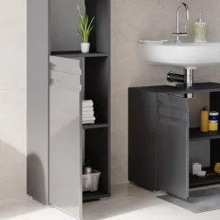 Badschrank Fredd Anthrazit Hochglanz 36.4 x 190.5 cm Vicco