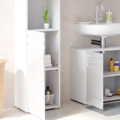 Badschrank Fredd Weiß Hochglanz 36.4 x 190.5 cm Vicco