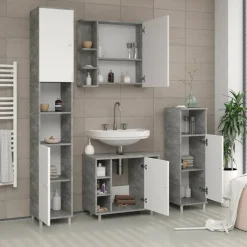 Badschrank Fynn Beton 30 x 190 cm Vicco