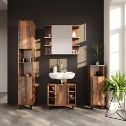 Badschrank Fynn Eiche rustikal 30 x 190 cm Vicco