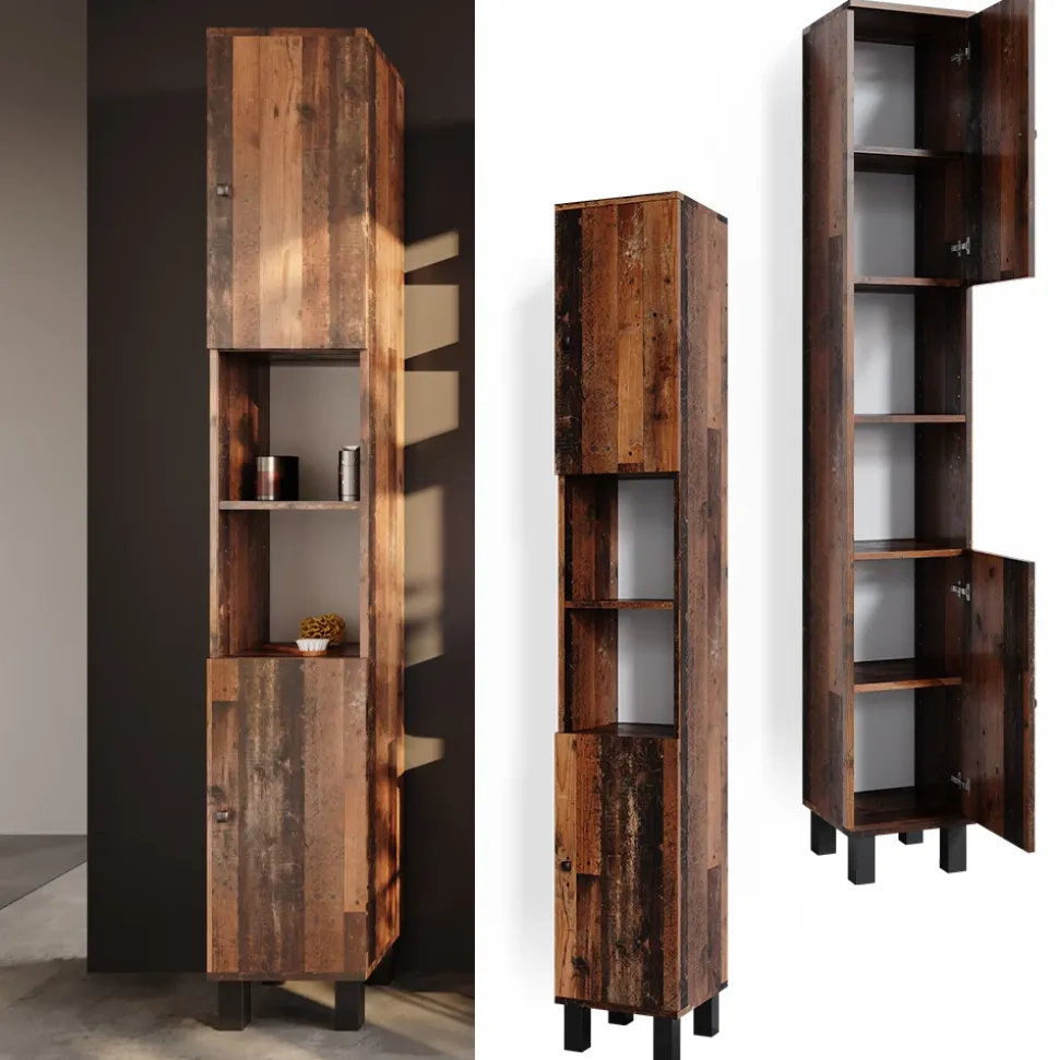 Badschrank Fynn Eiche rustikal 30 x 190 cm Vicco