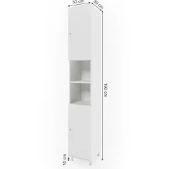 Badschrank Fynn Weiß 30 x 190 cm Vicco