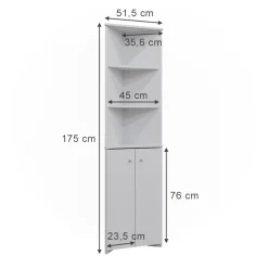 Badschrank Fynn Weiß 51.5 x 175 cm Eckschrank mit 2 Türen Vicco