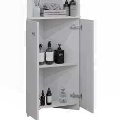 Badschrank Fynn Weiß 51.5 x 175 cm Eckschrank mit 2 Türen Vicco