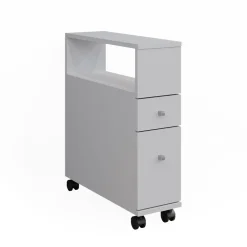 Badschrank Fynn Weiß 17.6 x 61.6 cm mit 2 Schubladen Vicco