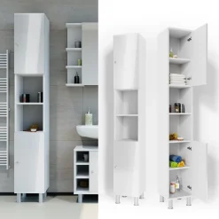 Badschrank Fynn Weiß Hochglanz 30 x 190 cm Vicco