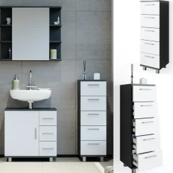 Badschrank Ilias Anthrazit 30 x 95 cm Vicco