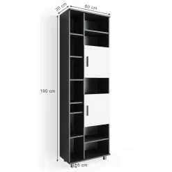 Badschrank Ilias Anthrazit/Weiß 60 x 190 cm Vicco