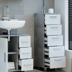 Badschrank Ilias Beton 30 x 95 cm Vicco