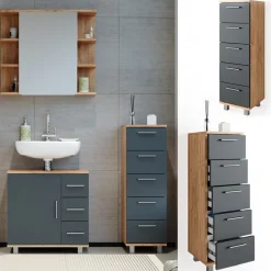 Badschrank Ilias Goldkraft Eiche 30 x 95 cm Vicco